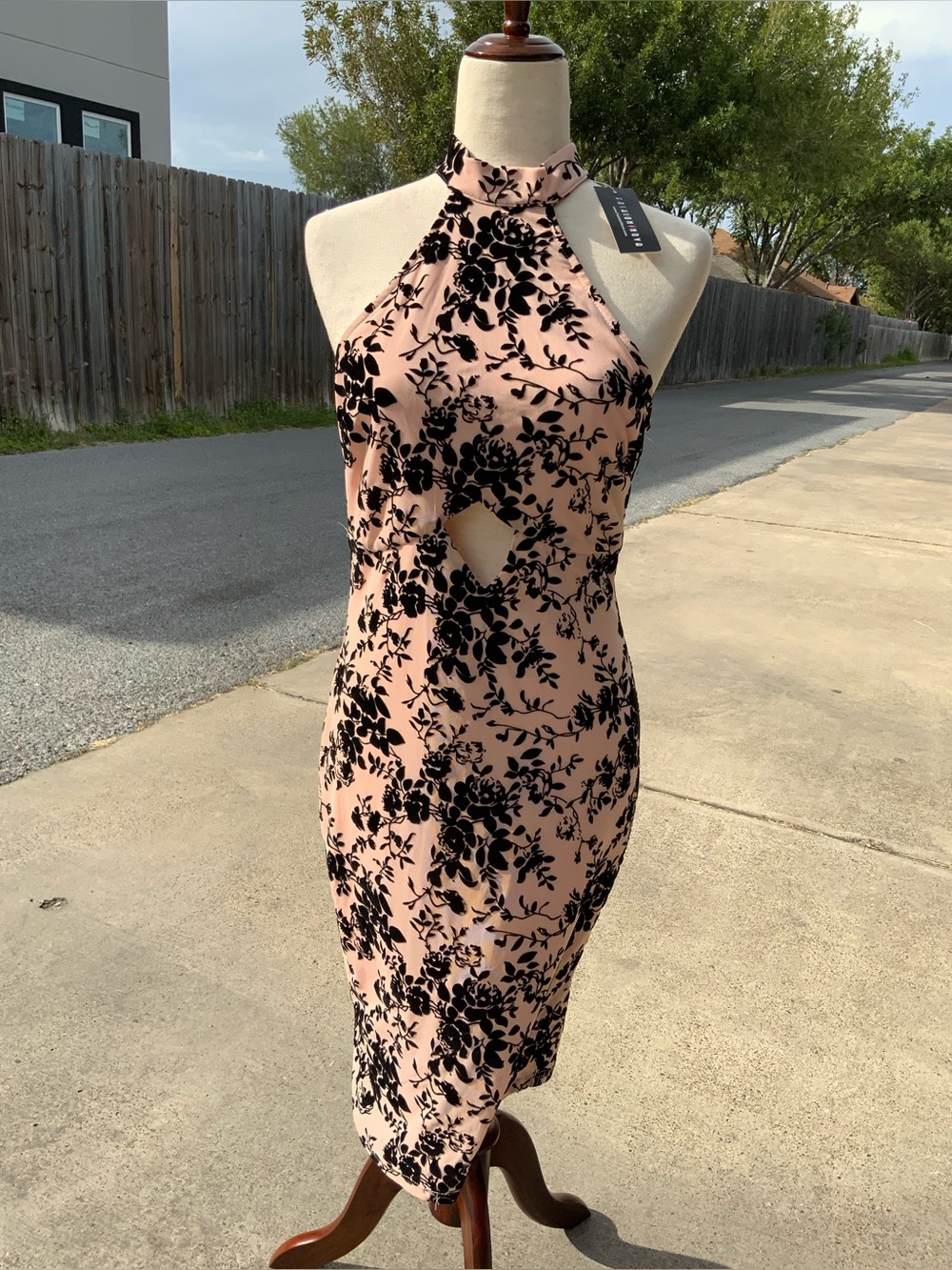 Fashion Nova Believing In You And Me Floral Midi Dress Blush Black Large NWT